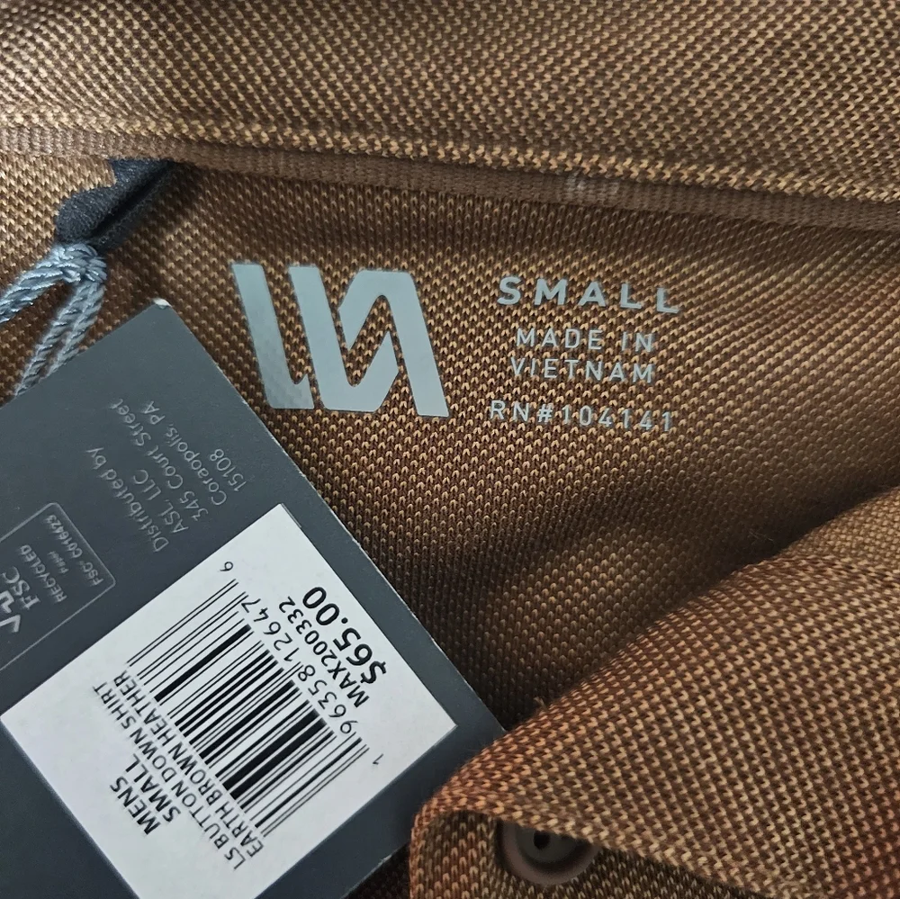 VRST Men's Long Sleeve Button Down Shirt Men's Brown Long Sleeve Shirt - Picture 6 of 11